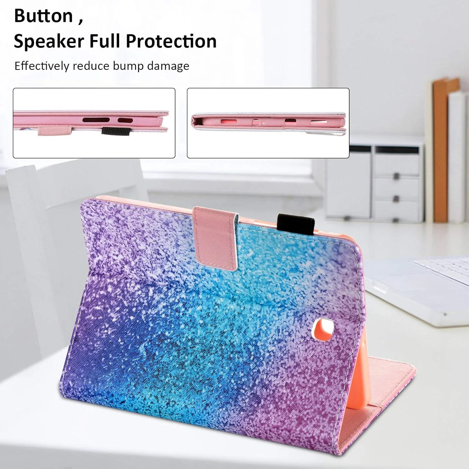 کیف تبلت Dteck Galaxy Tab S2 8.0، کیف محافظ چرمی PU با قابلیت استند و خواب/بیدار شدن خودکار، دارای جای کارت و کیف پول، مناسب برای تبلت Samsung Galaxy Tab S2 8.0 مدل های T710 T715 T713 (عرضه شده در سال 2015) - طرح شن رنگین کمانی کیف تبلت Dteck Galaxy Tab S2 8.0، کیف محافظ چرمی PU با قابلیت استند و خواب/بیدار شدن خودکار، دارای جای کارت و کیف پول، مناسب برای تبلت Samsung Galaxy Tab S2 8.0 مدل های T710 T715 T713 (عرضه شده در سال 2015) - طرح شن رنگین کمانی