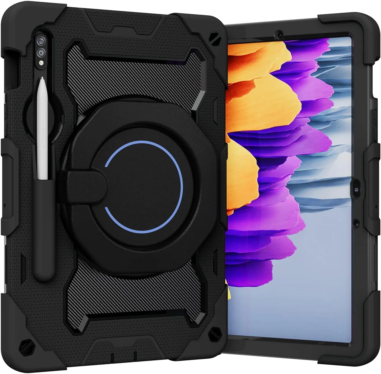 کیف سیلیکونی تبلت nincyee برای Samsung Galaxy Tab S10 FE 10.9 اینچ، قاب محافظ سنگین ضد ضربه با نگهدارنده مداد، بند شانه، حلقه بزرگ چرخان آویز پایه برای کودکان کیف سیلیکونی تبلت nincyee برای Samsung Galaxy Tab S10 FE 10.9 اینچ، قاب محافظ سنگین ضد ضربه با نگهدارنده مداد، بند شانه، حلقه بزرگ چرخان آویز پایه برای کودکان