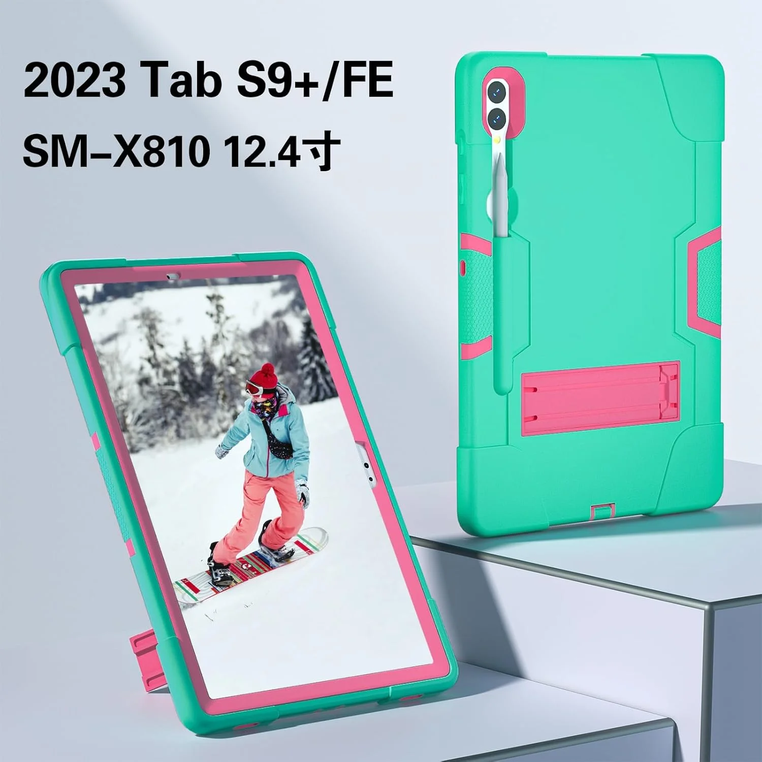 کیف تبلت سازگار با Samsung Galaxy Tab S9 FE Plus SM-X610/SM-X616 12.4 اینچ، کاور محافظ هایبرید سنگین، TPU ضد ضربه با پایه نگهدارنده کیف تبلت سازگار با Samsung Galaxy Tab S9 FE Plus SM-X610/SM-X616 12.4 اینچ، کاور محافظ هایبرید سنگین، TPU ضد ضربه با پایه نگهدارنده