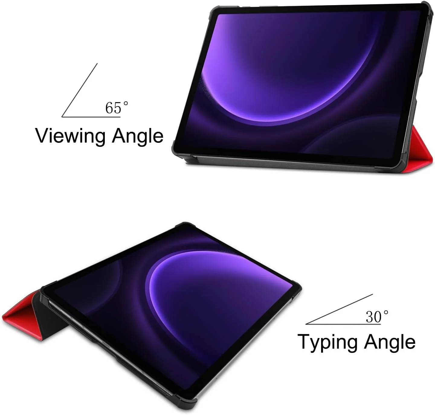 کیف تبلت RanTuo برای Samsung Galaxy Tab S9 FE، چرم PU، سبک و نازک، ضد آب، ضد گرد و غبار، کیف محافظ ضد افتادن برای Samsung Galaxy Tab S9 FE. (قرمز)