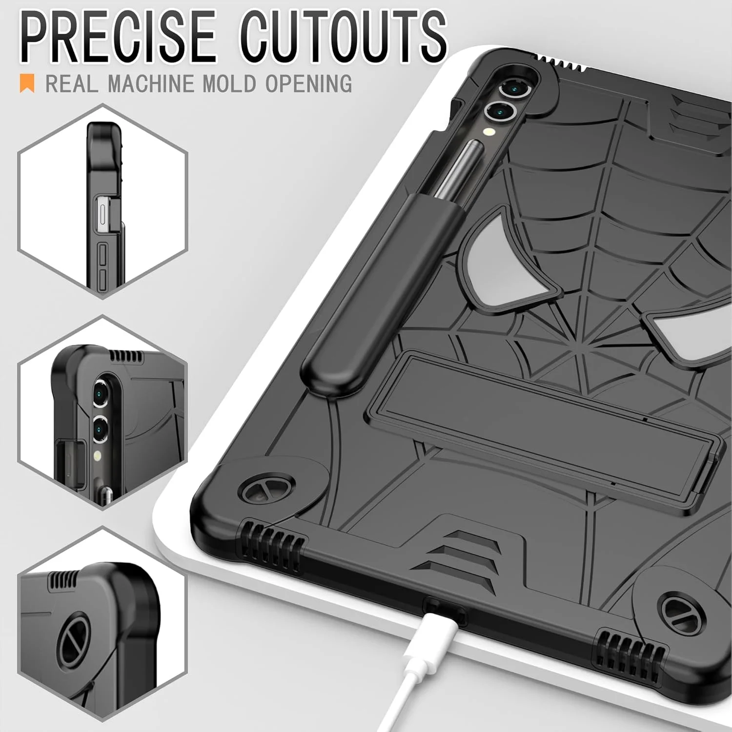 کیف محافظ تبلت، مناسب برای کودکان، سازگار با تبلت سامسونگ گلکسی تب S9 پلاس 12.4 اینچ 2023 X810/X816B/X818U، کاور محافظ ضد ضربه و مقاوم با هولدر داخلی + بند شانه