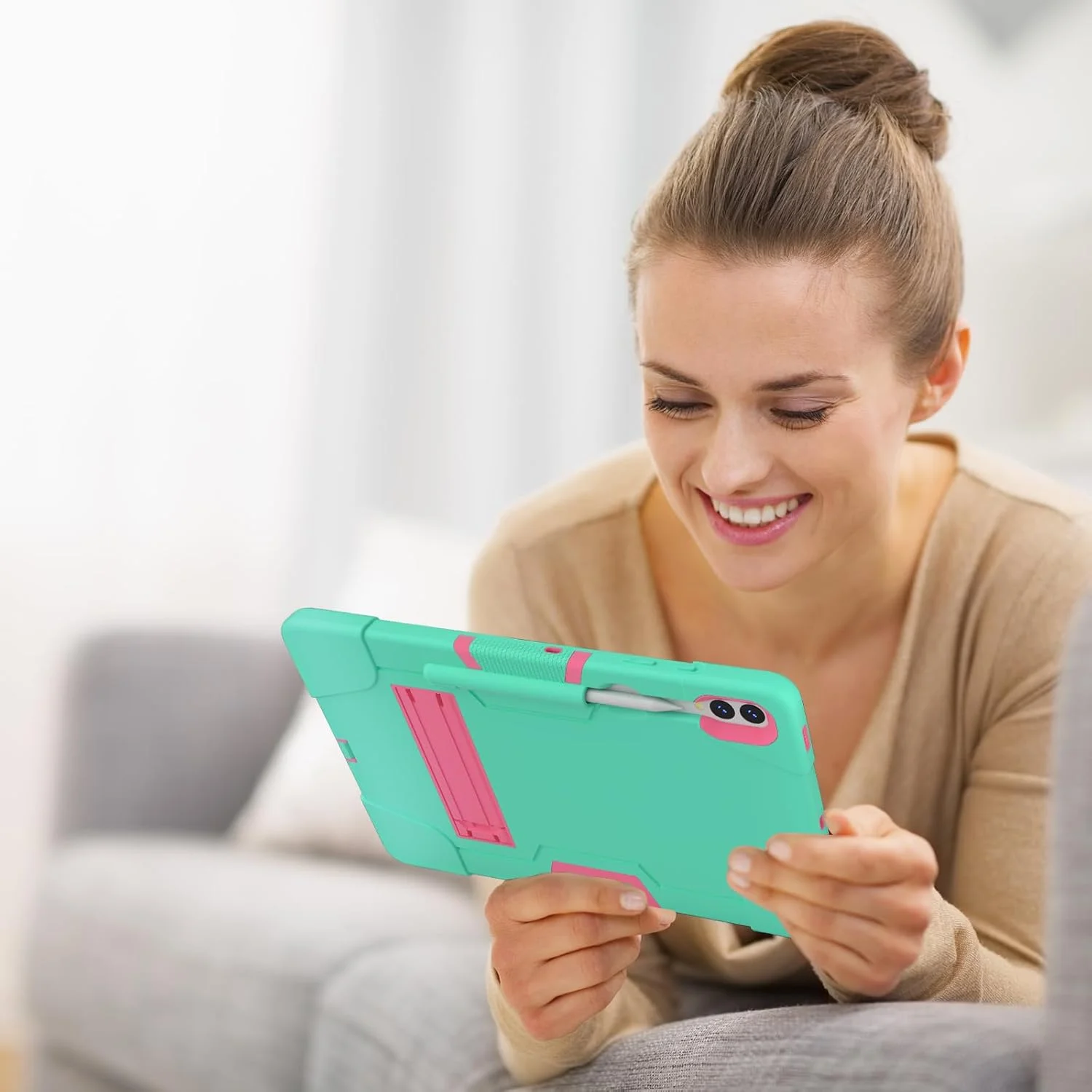 کیف تبلت سازگار با Samsung Galaxy Tab S9 FE Plus SM-X610/SM-X616 12.4 اینچ، کاور محافظ هایبرید سنگین، TPU ضد ضربه با پایه نگهدارنده کیف تبلت سازگار با Samsung Galaxy Tab S9 FE Plus SM-X610/SM-X616 12.4 اینچ، کاور محافظ هایبرید سنگین، TPU ضد ضربه با پایه نگهدارنده