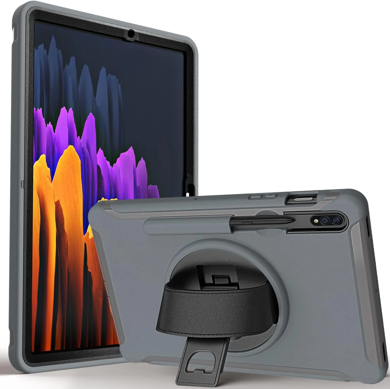 ZOMUN Tablet Case for Samsung Galaxy Tab S7 [SM-T870 / SM-T875 / SM-T876B], Hybrid Shockproof Rugged Protection Cover,360 Degree Rotating Kickstand, Hand Strap