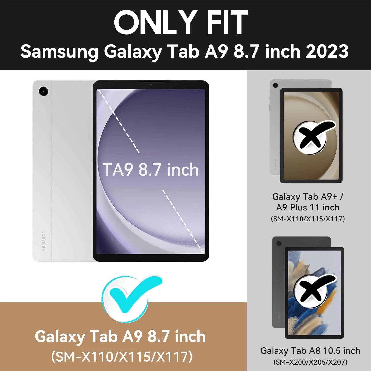 OKP Case for Samsung Galaxy Tab A9 8.7 inch 2023, PU Leather Flio Stand Cover with [Multi-Angle] Stand/Pockets/Pencil Holder/Auto Wake/Sleep,Case for Samsung Galaxy A9 Tablet (Marble Purple)