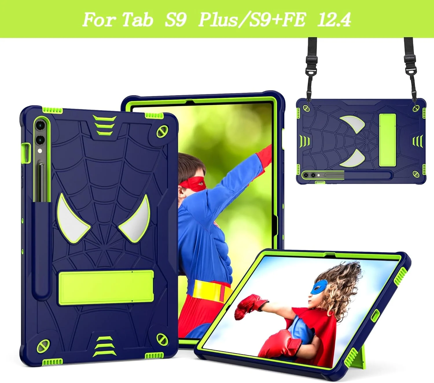 کاور محافظ تبلت، مناسب برای کودکان، سازگار با تبلت سامسونگ گلکسی تب S9 FE Plus مدل SM-X610/SM-X616 با اندازه 12.4 اینچ، کاور محافظ ضد ضربه و مقاوم با پایه داخلی + بند شانه کاور محافظ تبلت، مناسب برای کودکان، سازگار با تبلت سامسونگ گلکسی تب S9 FE Plus مدل SM-X610/SM-X616 با اندازه 12.4 اینچ، کاور محافظ ضد ضربه و مقاوم با پایه داخلی + بند شانه