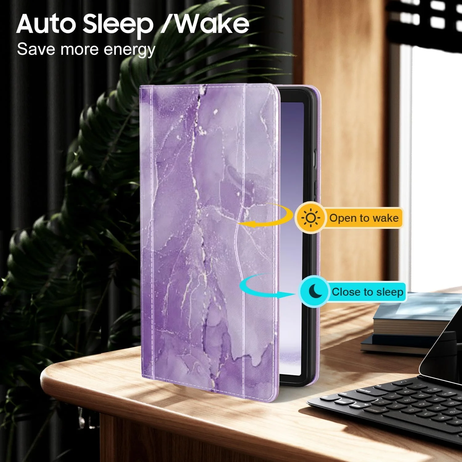 OKP Case for Samsung Galaxy Tab A9 8.7 inch 2023, PU Leather Flio Stand Cover with [Multi-Angle] Stand/Pockets/Pencil Holder/Auto Wake/Sleep,Case for Samsung Galaxy A9 Tablet (Marble Purple)