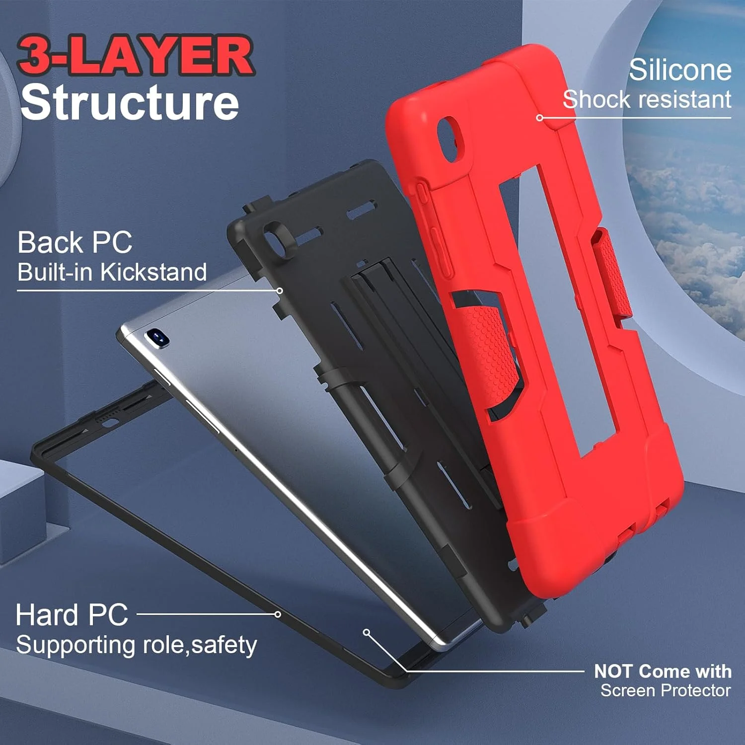 Tablet Kickstand Case Compatible with Samsung Galaxy Tab A7 Lite 8.4inch 2021 SM-T220/T225,Hybrid Heavy Duty Protective Cover,TPU Shockproof Rugged Stand Protection Case.Red+Black Tablet Kickstand Case Compatible with Samsung Galaxy Tab A7 Lite 8.4inch 2021 SM-T220/T225,Hybrid Heavy Duty Protective Cover,TPU Shockproof Rugged Stand Protection Case.Red+Black