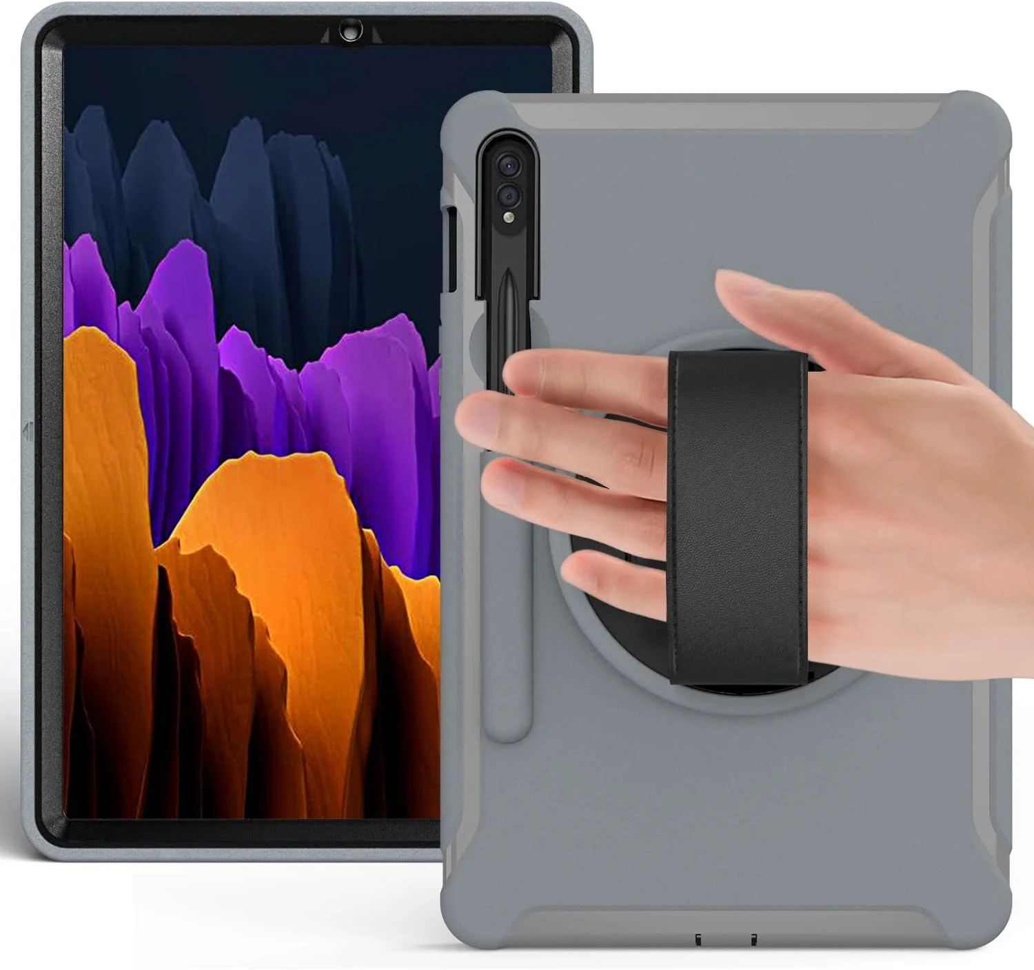 ZOMUN Tablet Case for Samsung Galaxy Tab S7 [SM-T870 / SM-T875 / SM-T876B], Hybrid Shockproof Rugged Protection Cover,360 Degree Rotating Kickstand, Hand Strap