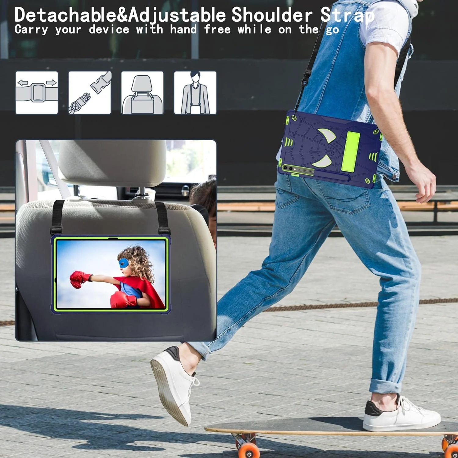 کاور محافظ تبلت، مناسب برای کودکان، سازگار با تبلت سامسونگ گلکسی تب S9 FE Plus مدل SM-X610/SM-X616 با اندازه 12.4 اینچ، کاور محافظ ضد ضربه و مقاوم با پایه داخلی + بند شانه کاور محافظ تبلت، مناسب برای کودکان، سازگار با تبلت سامسونگ گلکسی تب S9 FE Plus مدل SM-X610/SM-X616 با اندازه 12.4 اینچ، کاور محافظ ضد ضربه و مقاوم با پایه داخلی + بند شانه