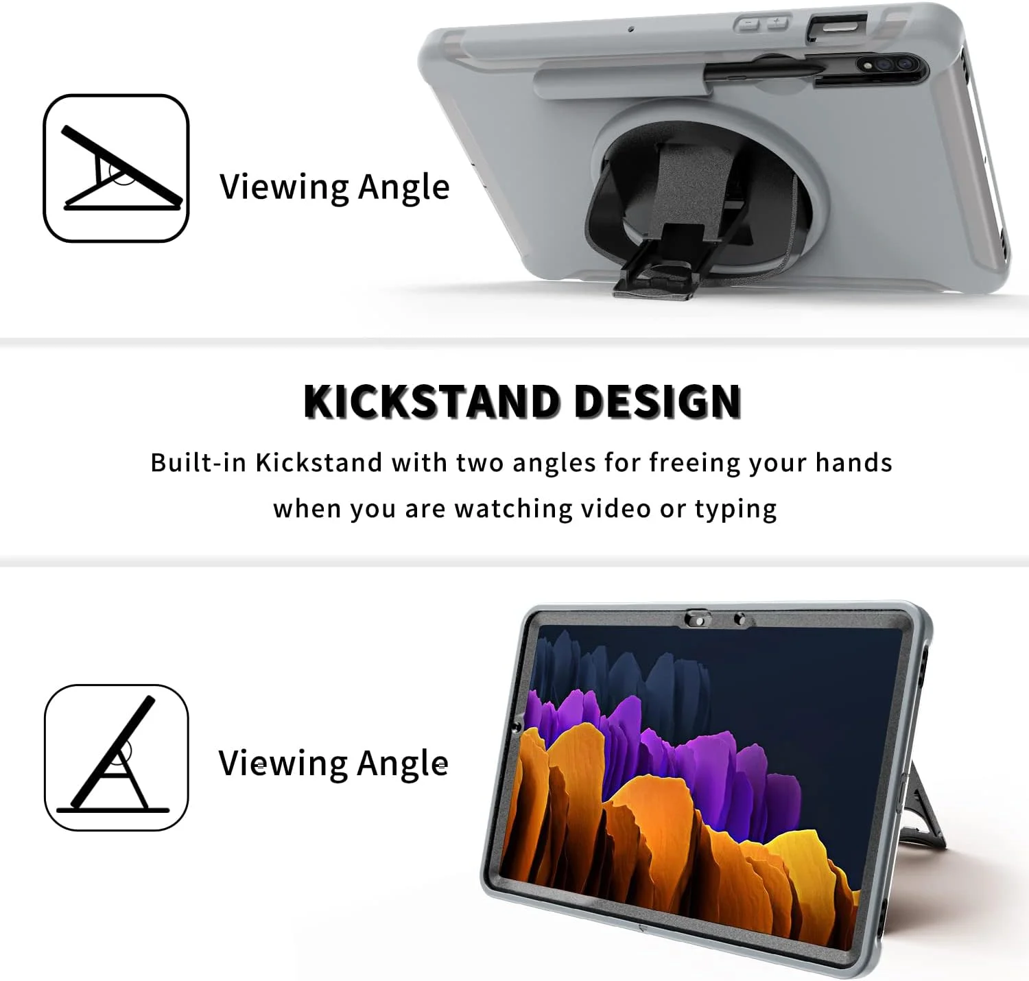 ZOMUN Tablet Case for Samsung Galaxy Tab S7 [SM-T870 / SM-T875 / SM-T876B], Hybrid Shockproof Rugged Protection Cover,360 Degree Rotating Kickstand, Hand Strap
