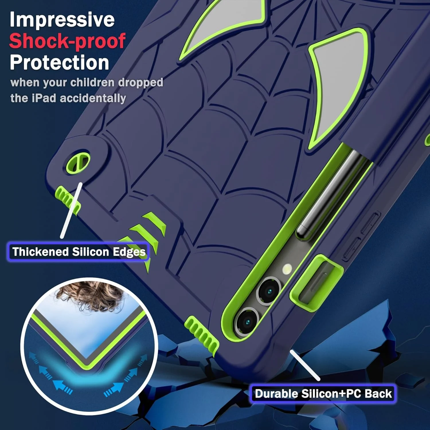 کیف تبلت کودکانه سازگار با تبلت سامسونگ گلکسی تب S9 پلاس 12.4 اینچ 2023 X810/X816B/X818U، کاور محافظ ضد ضربه و مقاوم با پایه داخلی + بند شانه ای کیف تبلت کودکانه سازگار با تبلت سامسونگ گلکسی تب S9 پلاس 12.4 اینچ 2023 X810/X816B/X818U، کاور محافظ ضد ضربه و مقاوم با پایه داخلی + بند شانه ای