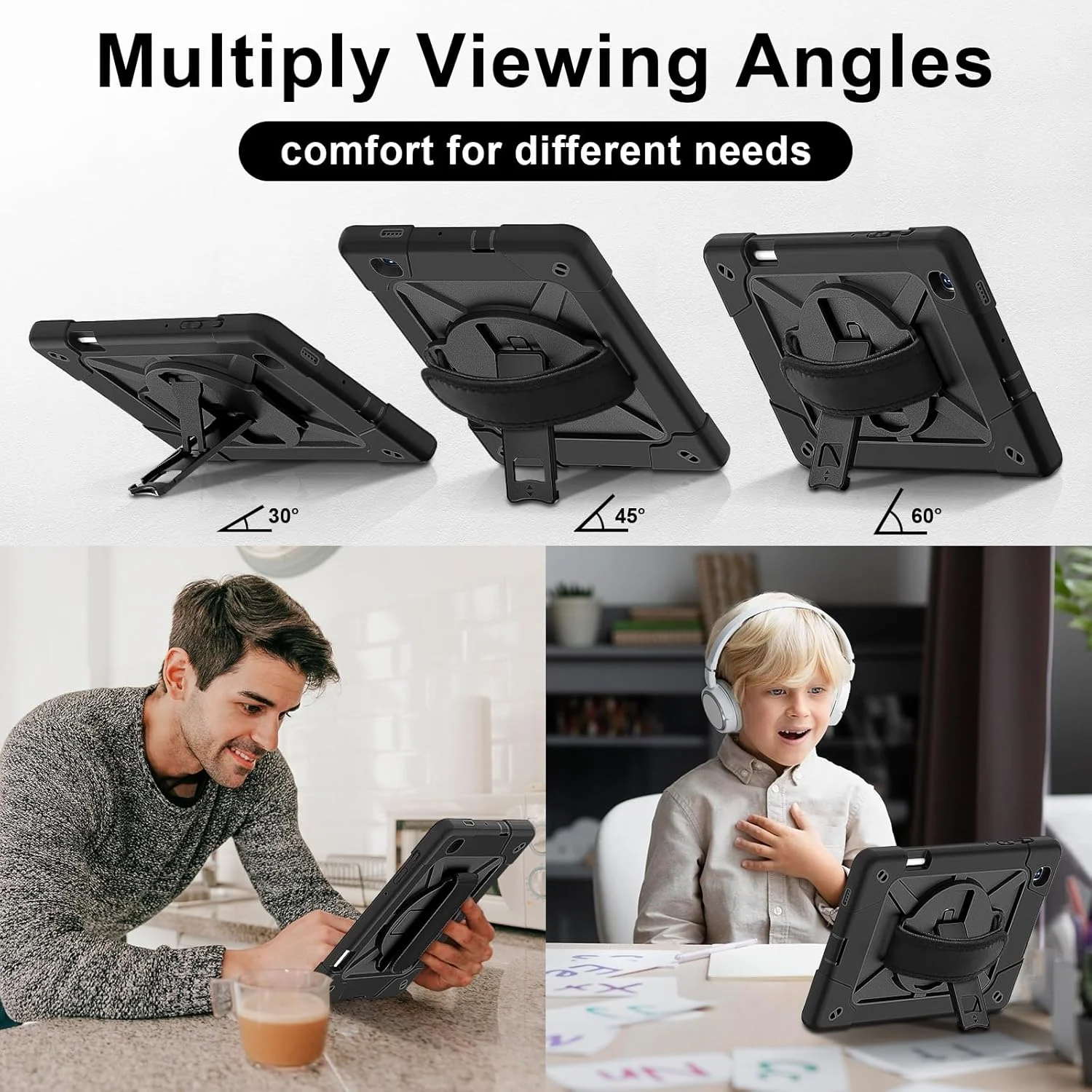 کیف تبلت، سازگار با تبلت سامسونگ گلکسی تب S6 Lite 10.4 P613/P619 2022، کاور محافظ ضد ضربه تمام بدنه با بند مچی و استند، محافظ جای مدادی (مشکی) کیف تبلت، سازگار با تبلت سامسونگ گلکسی تب S6 Lite 10.4 P613/P619 2022، کاور محافظ ضد ضربه تمام بدنه با بند مچی و استند، محافظ جای مدادی (مشکی)