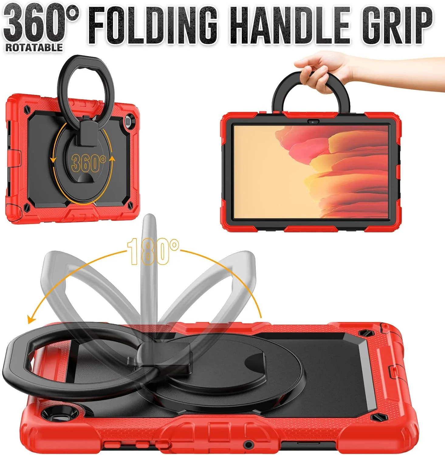 کیف محافظ تبلت سنگین نینسی برای سامسونگ گلکسی تب A7 10.4 اینچ، کاور سیلیکونی ضد ضربه 3 در 1 با نگهدارنده مداد، بند شانه، پایه تاشو نامرئی