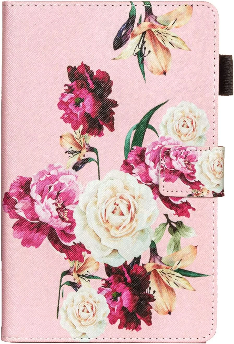 کاور تبلت سامسونگ گلکسی تب A 8.4 اینچ 2020 مدل T307 یو یوکاورز، دارای جای قلم و کارت، جلد چرمی PU با کیفیت، کاور مغناطیسی تاشو، پشت TPU نرم و ضد ضربه، طرح گل صورتی