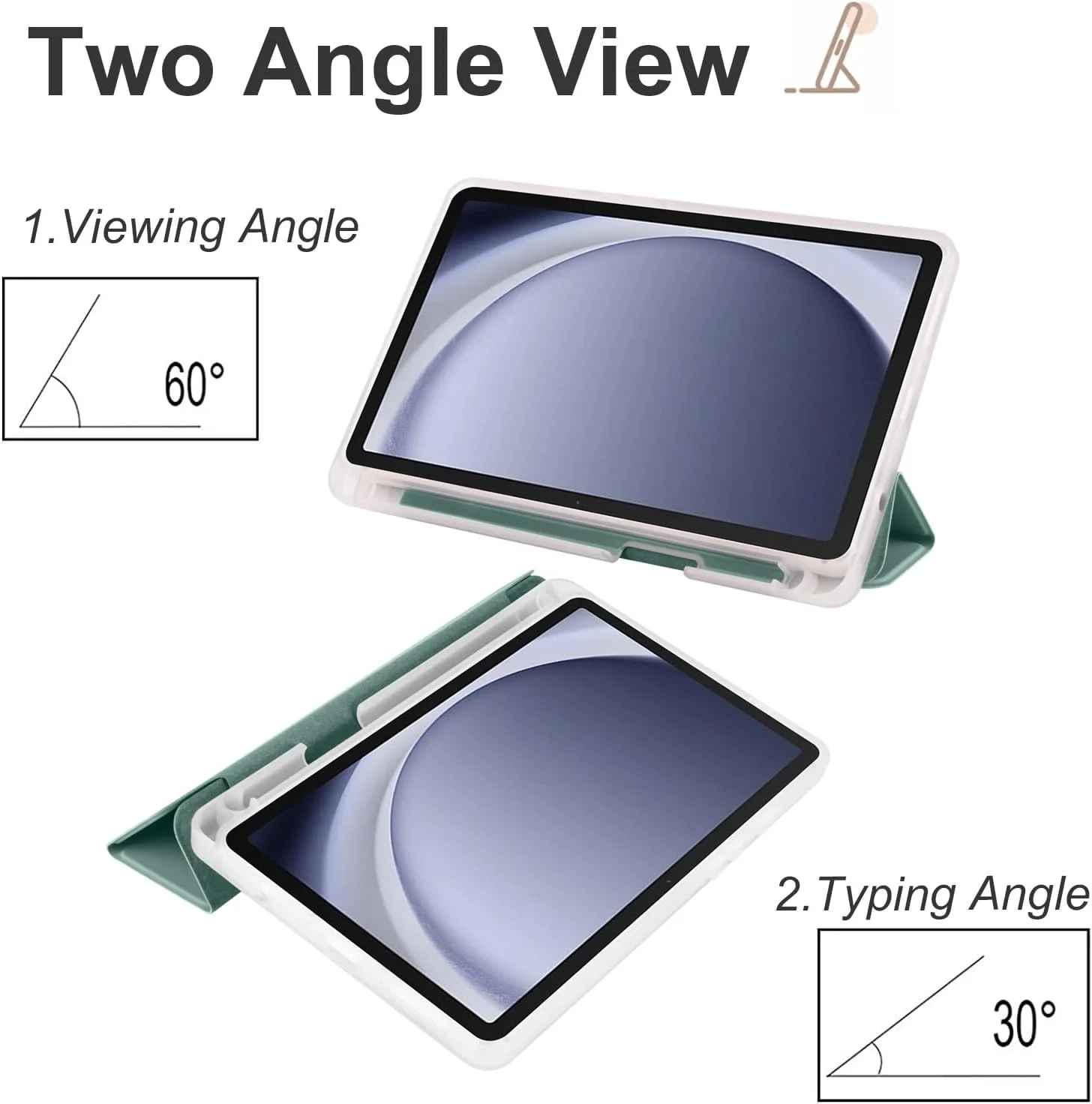 کیف تبلت سازگار با Samsung Galaxy Tab A9 Plus SM-X210/SM-216/SM-X218 11 اینچی، کیف محافظ باریک و سبک، کاور هوشمند، کاور ضد ضربه با قاب پشتی شفاف و جای مداد