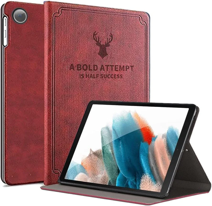 کاور تبلت طرح گوزن Robustrion با قابلیت استند برای Samsung Galaxy Tab A8 10.5 اینچ [SM-X200/X205/X207] 2022 - رنگ قرمز شرابی