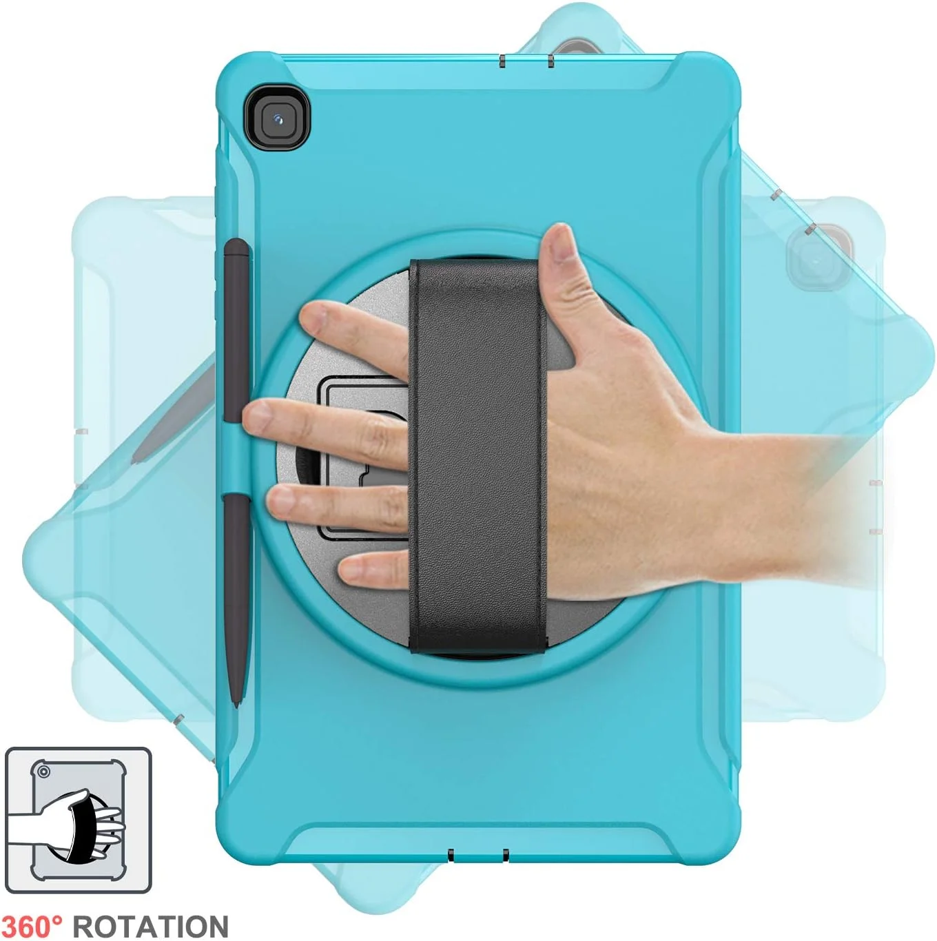 کیف تبلت زومون برای سامسونگ گلکسی تب S6 لایت 10.4 اینچی (SM-P610 / SM-P615)، کاور محافظ ناهموار ضد ضربه هیبریدی، پایه چرخان 360 درجه، بند دستی