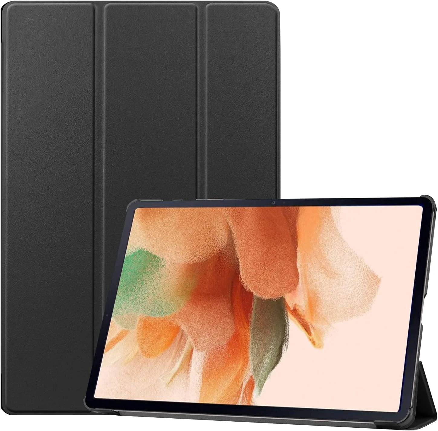 کیف تبلت RanTuo برای Samsung Galaxy Tab S7 FE، چرم PU، سبک و نازک، ضد آب، ضد گرد و غبار، کیف محافظ ضد افتادن برای Samsung Galaxy Tab S7 FE. (مشکی)