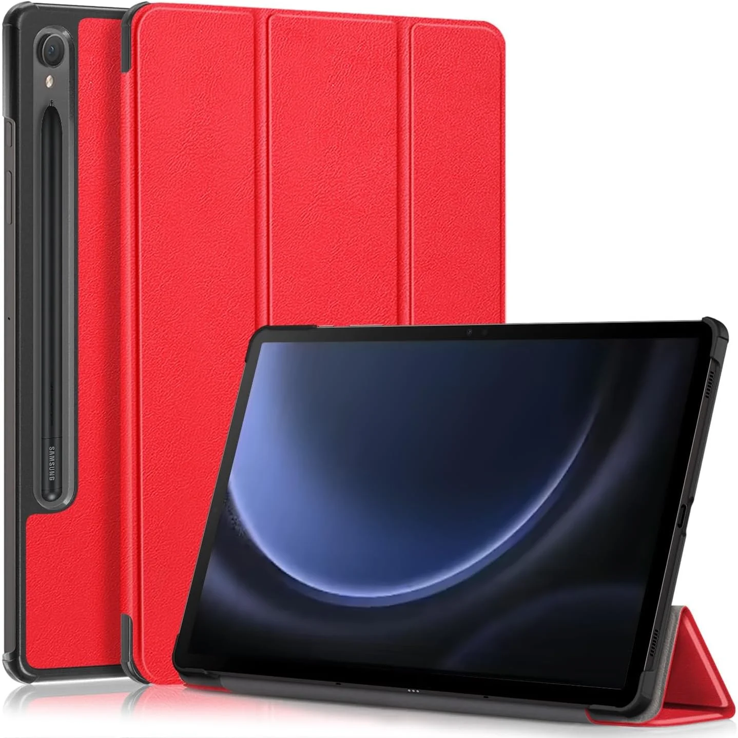 کیف تبلت مسافرتی سازگار با Samsung Galaxy Tab S9 FE SM-X510/SM-X516، کیف تبلت هوشمند سه تایی 11 اینچی، کیف فوق العاده باریک و سبک با پایه سخت سازگار با کیف تبلت مسافرتی سازگار با Samsung Galaxy Tab S9 FE SM-X510/SM-X516، کیف تبلت هوشمند سه تایی 11 اینچی، کیف فوق العاده باریک و سبک با پایه سخت سازگار با