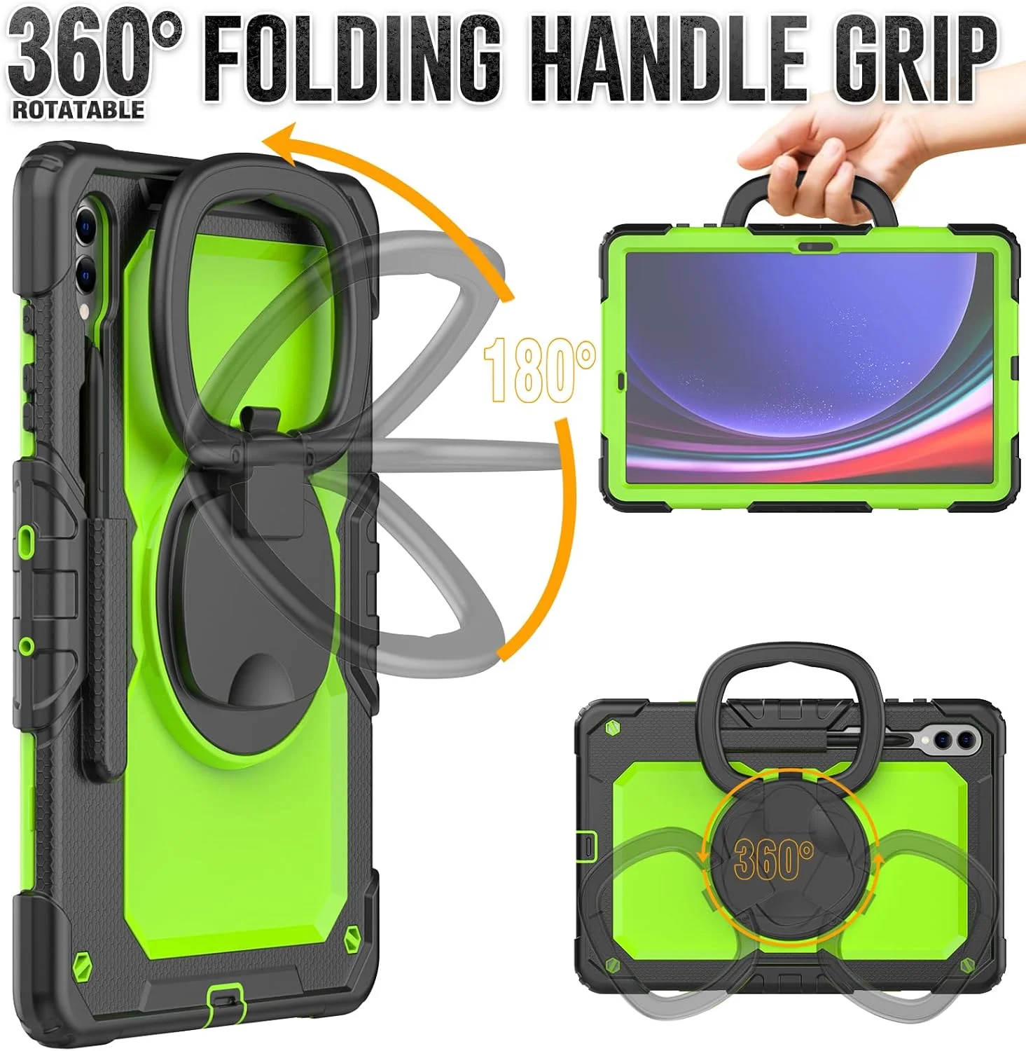 کیف محافظ تبلت سنگین نینسی برای سامسونگ گلکسی تب S10+/S9+/S9 FE+، کاور سیلیکونی ضد ضربه 3 در 1 با جای مداد، بند شانه، پایه تاشو نامرئی کیف محافظ تبلت سنگین نینسی برای سامسونگ گلکسی تب S10+/S9+/S9 FE+، کاور سیلیکونی ضد ضربه 3 در 1 با جای مداد، بند شانه، پایه تاشو نامرئی