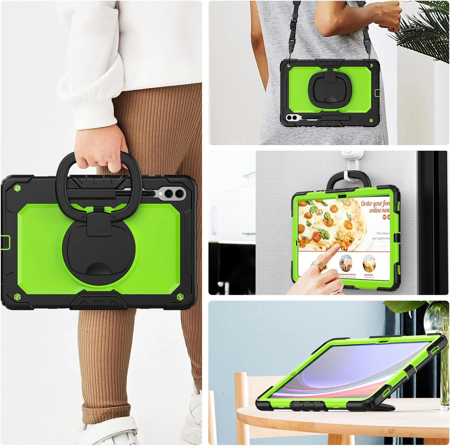 کیف محافظ تبلت سنگین نینسی برای سامسونگ گلکسی تب S10+/S9+/S9 FE+، کاور سیلیکونی ضد ضربه 3 در 1 با جای مداد، بند شانه، پایه تاشو نامرئی کیف محافظ تبلت سنگین نینسی برای سامسونگ گلکسی تب S10+/S9+/S9 FE+، کاور سیلیکونی ضد ضربه 3 در 1 با جای مداد، بند شانه، پایه تاشو نامرئی