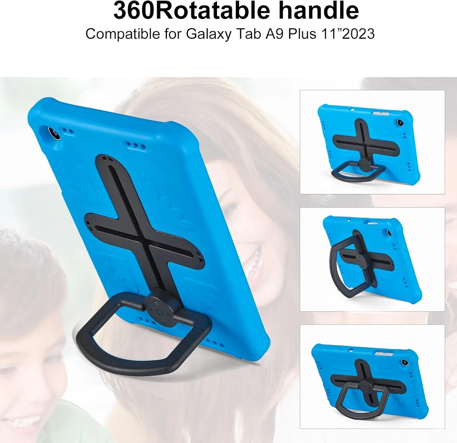 محافظ تبلت، قاب تبلت سازگار با تبلت سامسونگ گلکسی تب A9 پلاس مدل SM-X210/SM-216/SM-X218 11 اینچی، قاب مقاوم و بادوام با پایه چرخان 360 درجه/ بند دستی و بند شانه ای، کاور لوازم جانبی تبلت