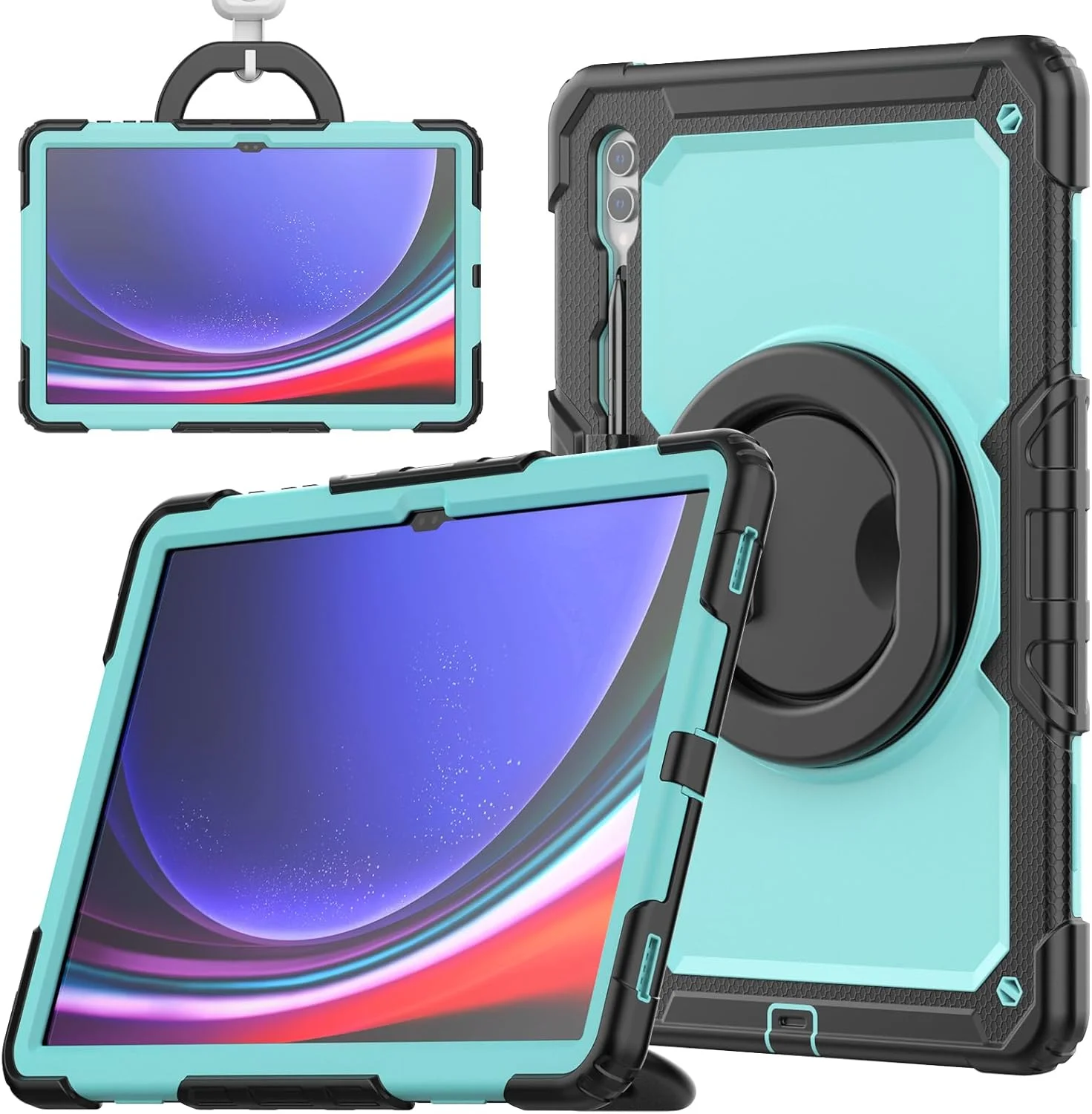 کیف محافظ تبلت سنگین نینسی برای Samsung Galaxy Tab S10 Ultra/S9 Ultra/S8 Ultra 14.6 اینچ، کاور سیلیکونی ضد ضربه 3 در 1 با نگهدارنده قلم، بند شانه، پایه تاشو نامرئی کیف محافظ تبلت سنگین نینسی برای Samsung Galaxy Tab S10 Ultra/S9 Ultra/S8 Ultra 14.6 اینچ، کاور سیلیکونی ضد ضربه 3 در 1 با نگهدارنده قلم، بند شانه، پایه تاشو نامرئی