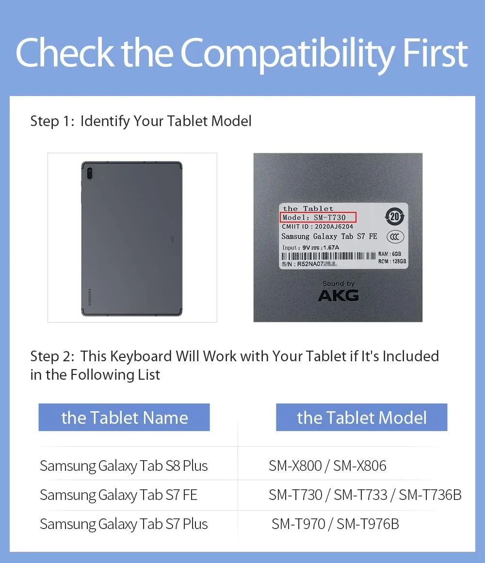 کیبورد بلوتوثی سری TK داکس داکیس برای سامسونگ گلکسی تب S8 پلاس / S7 FE / S7 پلاس - کیبورد جداشدنی با ترک‌پد چند لمسی، کاور استند چرمی PU باریک - مشکی