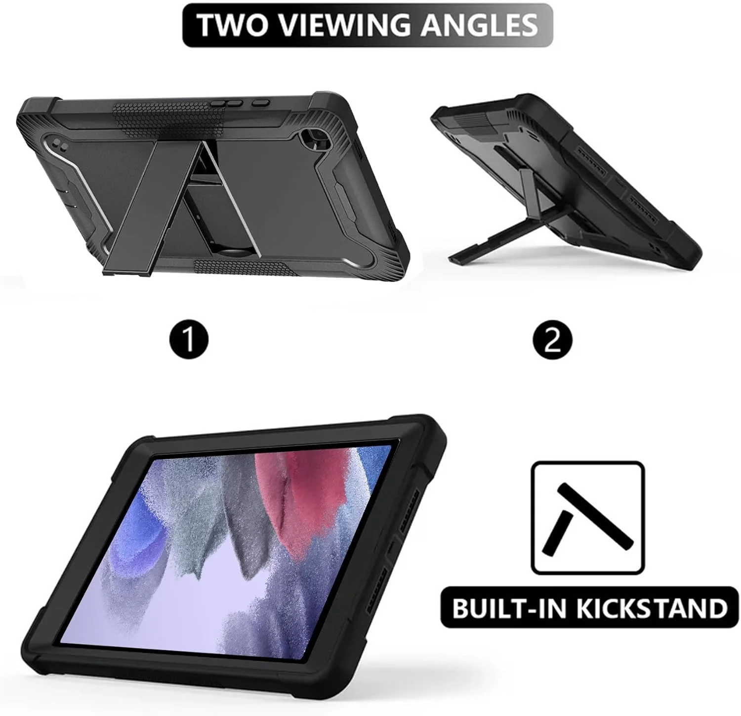 کاور محافظ تبلت سامسونگ گلکسی تب A7 Lite 8.7 اینچ مدل SM-T220 و SM-T225، ضد ضربه و مقاوم با پایه نگهدارنده