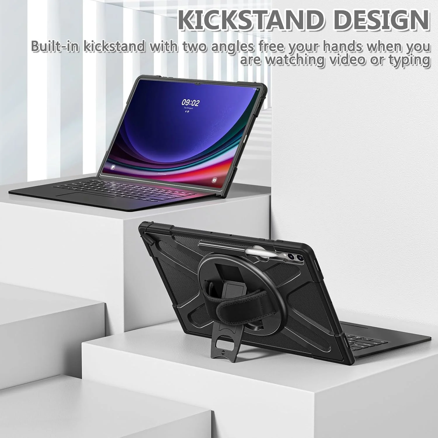 کیف محافظ تبلت سازگار با سامسونگ گلکسی تب S9 Ultra 2023 X910 - کیف محافظ مقاوم با پایه گردان، دسته، ضربه گیر و ضد ضربه. محافظت از تبلت کیف محافظ تبلت سازگار با سامسونگ گلکسی تب S9 Ultra 2023 X910 - کیف محافظ مقاوم با پایه گردان، دسته، ضربه گیر و ضد ضربه. محافظت از تبلت