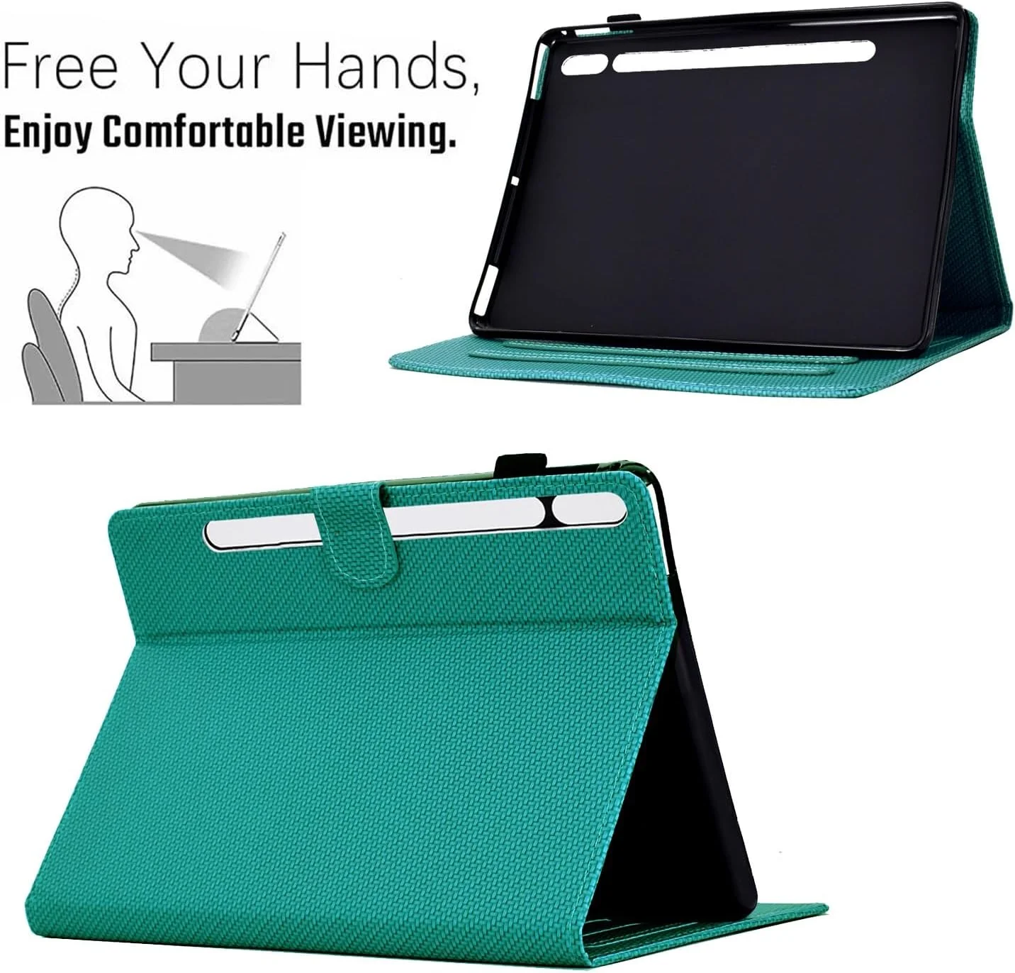 کیف تبلت مناسب برای Samsung Galaxy Tab S8 2022/S7 2020 مدل 11 اینچی (SM-X700/X706/T870/T875/T878)، کیف چرمی PU باریک با پایه چند زاویه ای، Re Case