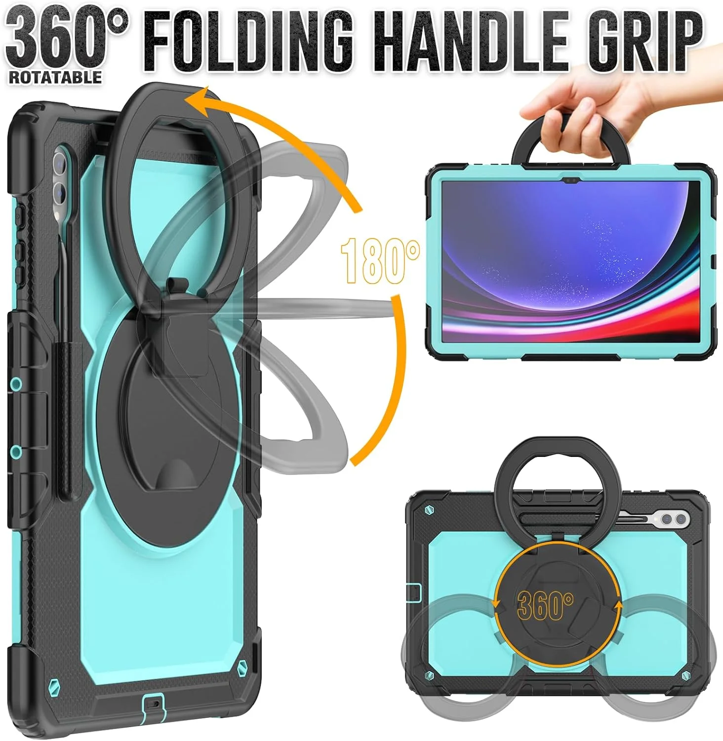 کیف محافظتی تبلت مقاوم Nincyee برای Samsung Galaxy Tab S10 Ultra/S9 Ultra/S8 Ultra 14.6 اینچ، کاور سیلیکونی ضد ضربه 3 در 1 با جای مداد، بند شانه، پایه تاشو نامرئی کیف محافظتی تبلت مقاوم Nincyee برای Samsung Galaxy Tab S10 Ultra/S9 Ultra/S8 Ultra 14.6 اینچ، کاور سیلیکونی ضد ضربه 3 در 1 با جای مداد، بند شانه، پایه تاشو نامرئی