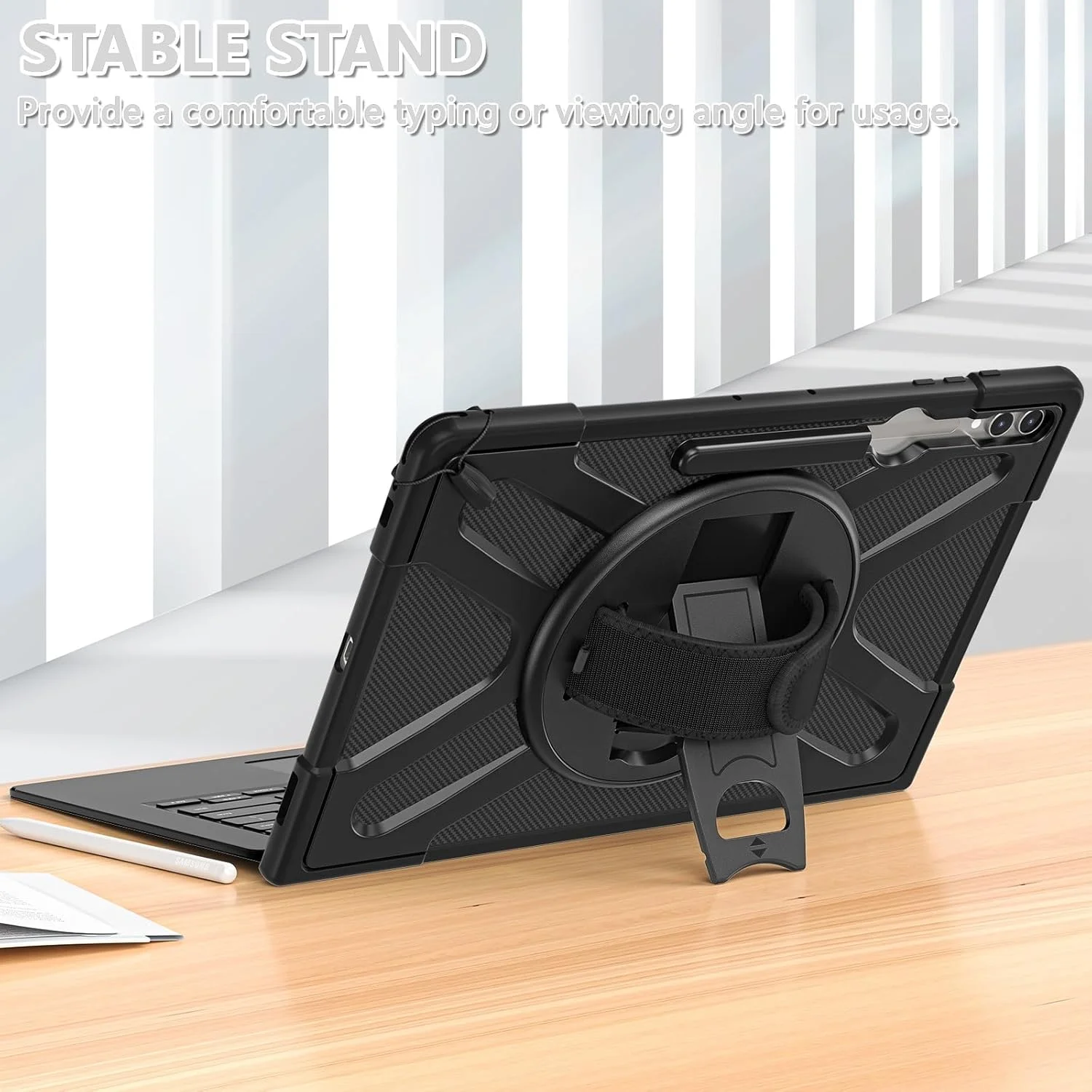 کیف محافظ تبلت سازگار با سامسونگ گلکسی تب S9 Ultra 2023 X910 - کیف محافظ مقاوم با پایه گردان، دسته، ضربه گیر و ضد ضربه. محافظت از تبلت کیف محافظ تبلت سازگار با سامسونگ گلکسی تب S9 Ultra 2023 X910 - کیف محافظ مقاوم با پایه گردان، دسته، ضربه گیر و ضد ضربه. محافظت از تبلت