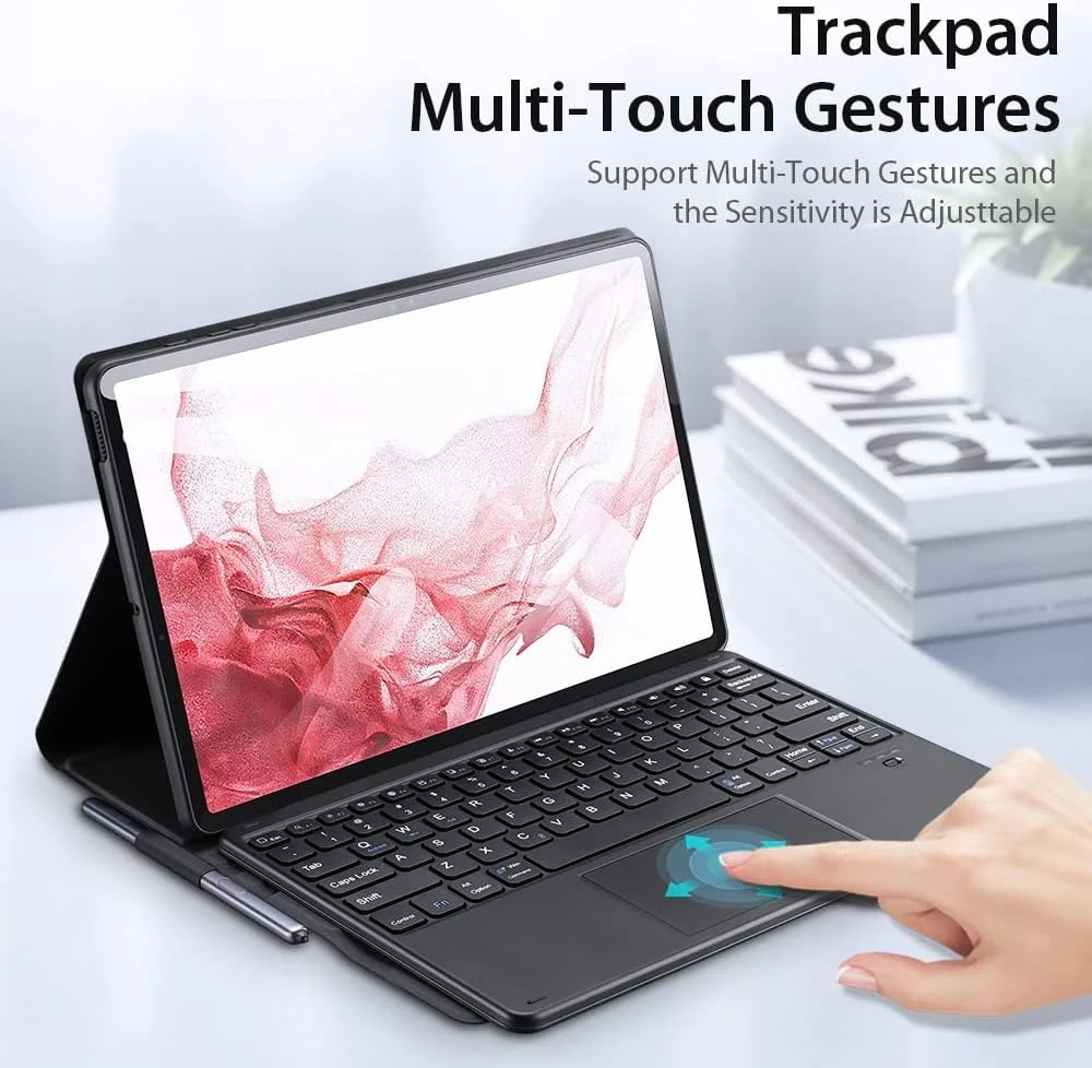 کیبورد بلوتوثی سری TK داکس دوکیس برای سامسونگ گلکسی تب S8 پلاس / S7 FE / S7 پلاس - کیبورد جداشدنی با ترکپد چند لمسی، کاور استند چرمی PU باریک - مشکی کیبورد بلوتوثی سری TK داکس دوکیس برای سامسونگ گلکسی تب S8 پلاس / S7 FE / S7 پلاس - کیبورد جداشدنی با ترکپد چند لمسی، کاور استند چرمی PU باریک - مشکی