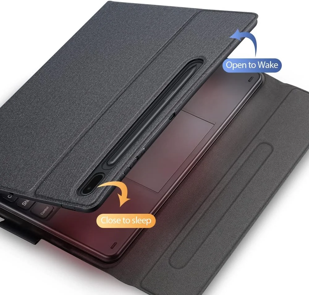 کیبورد بلوتوثی سری TK داکس دوکیس برای سامسونگ گلکسی تب S8 پلاس / S7 FE / S7 پلاس - کیبورد جداشدنی با ترکپد چند لمسی، کاور استند چرمی PU باریک - مشکی کیبورد بلوتوثی سری TK داکس دوکیس برای سامسونگ گلکسی تب S8 پلاس / S7 FE / S7 پلاس - کیبورد جداشدنی با ترکپد چند لمسی، کاور استند چرمی PU باریک - مشکی