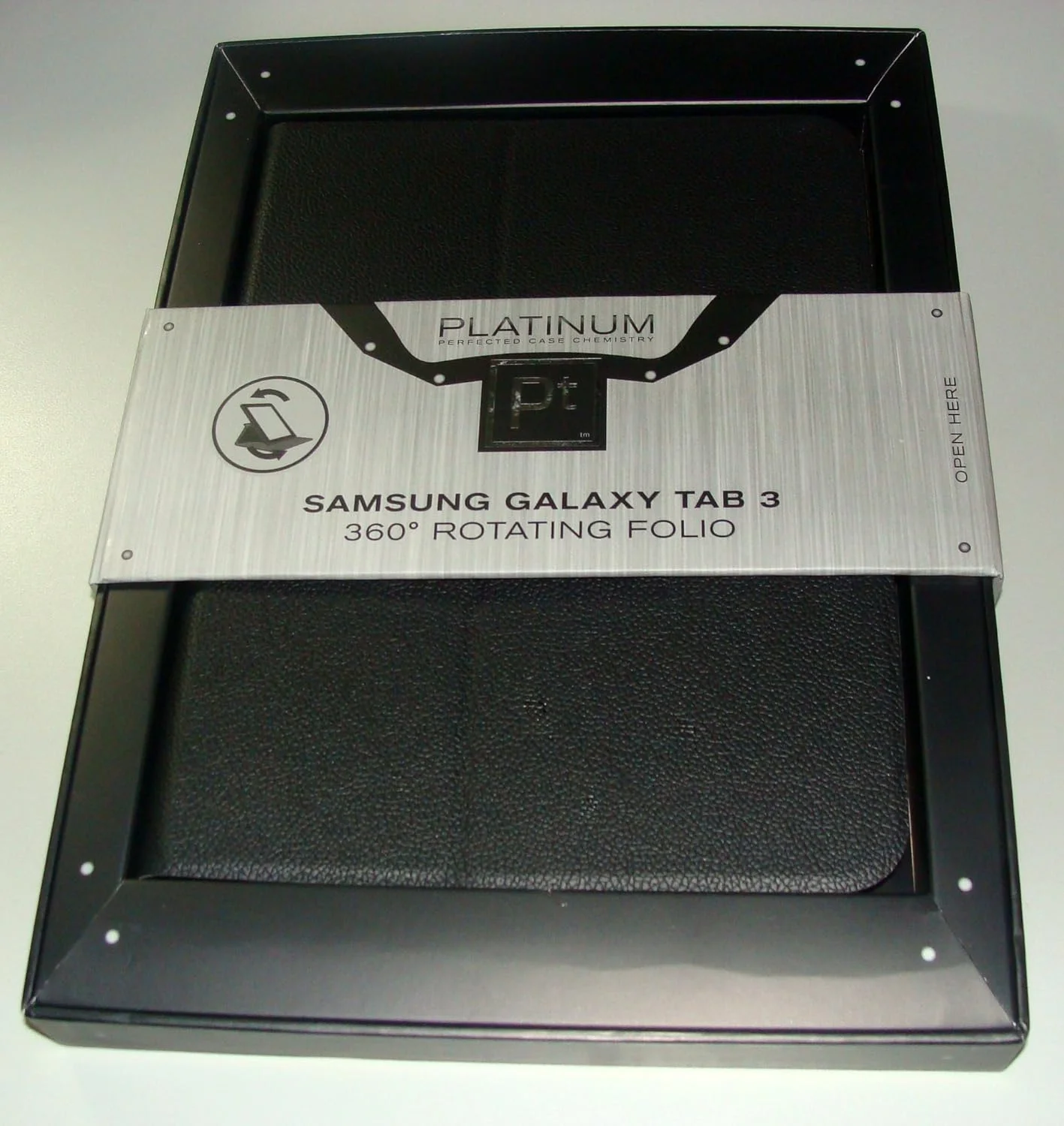 Platinum Series - Rotating Folio Tablet Cover Case for Samsung Galaxy Tab 3 10.1 - Black
