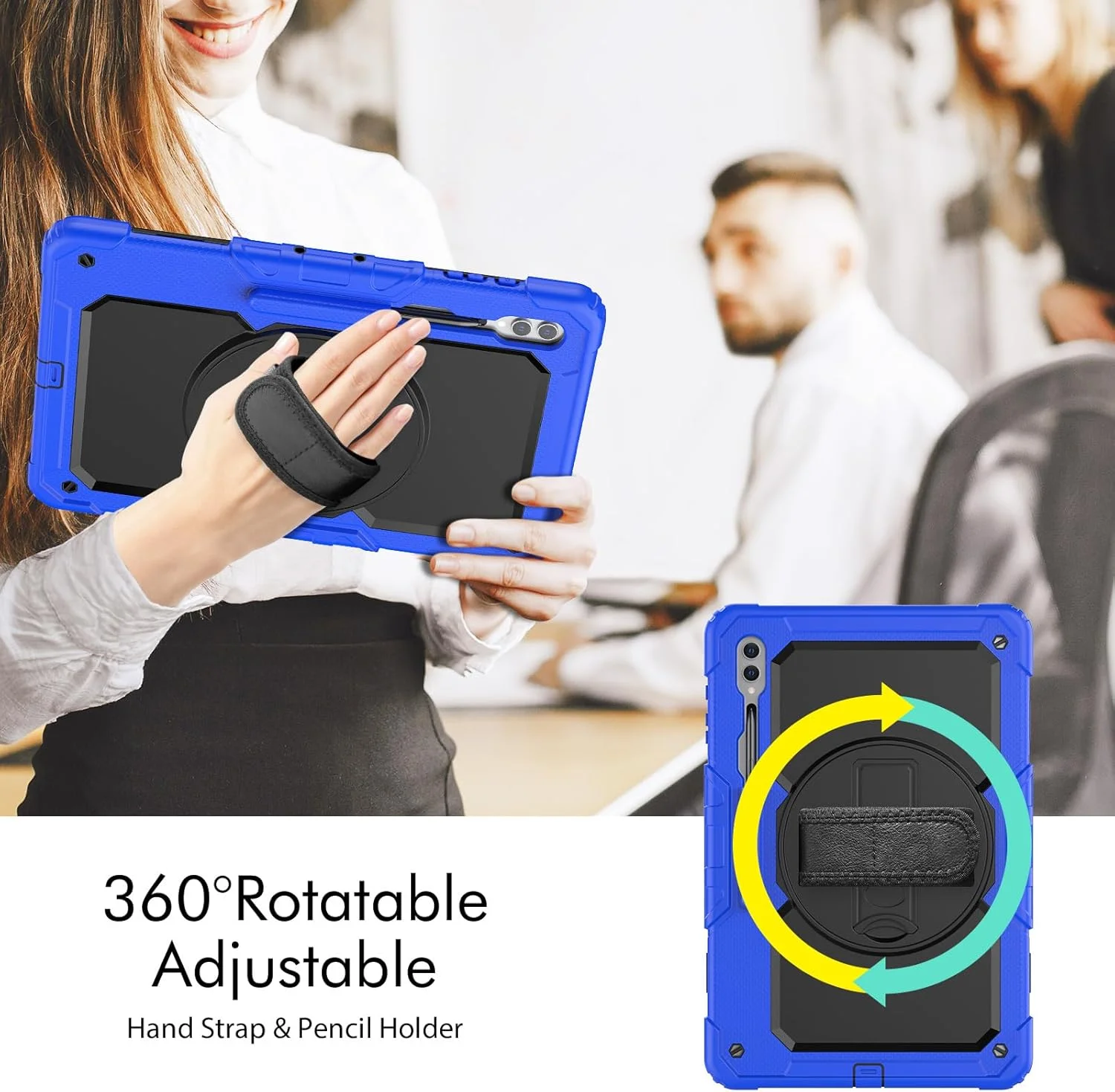 کیف محافظ تبلت سنگین نینسی برای سامسونگ گلکسی تب S10 Ultra 14.6 اینچ، کاور سیلیکونی ضد ضربه رنگین کمانی 3 در 1 با نگهدارنده مداد، بند شانه، بند دستی، پایه تاشو