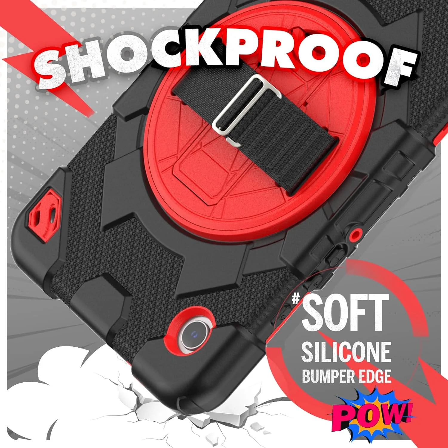 کیف تبلت nincyee برای Samsung Galaxy Tab A9 8.7 اینچ 2023، کیف سیلیکونی ضد ضربه و مقاوم با طرح قهرمان عنکبوتی رنگین کمانی مناسب کودکان، دارای جای قلم، بند شانه، پایه تاشو چرخشی و بند دستی