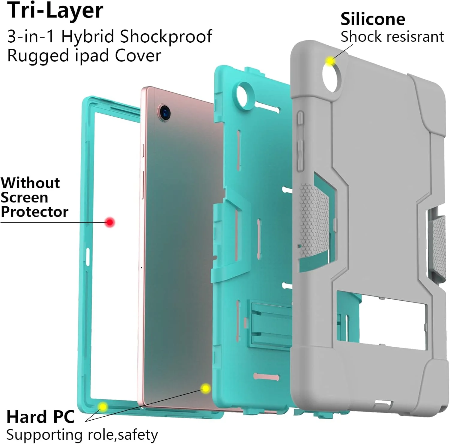 JUNJIU Galaxy Tab A8 10.5 Case, Samsung Galaxy Tab A8 Case with Kickstand, Hybrid Shockproof Rugged Cover for Samsung A8 Tablet Case 10.5 Inch (SM-X200/X205/X207),GREY+AQUA JUNJIU Galaxy Tab A8 10.5 Case, Samsung Galaxy Tab A8 Case with Kickstand, Hybrid Shockproof Rugged Cover for Samsung A8 Tablet Case 10.5 Inch (SM-X200/X205/X207),GREY+AQUA
