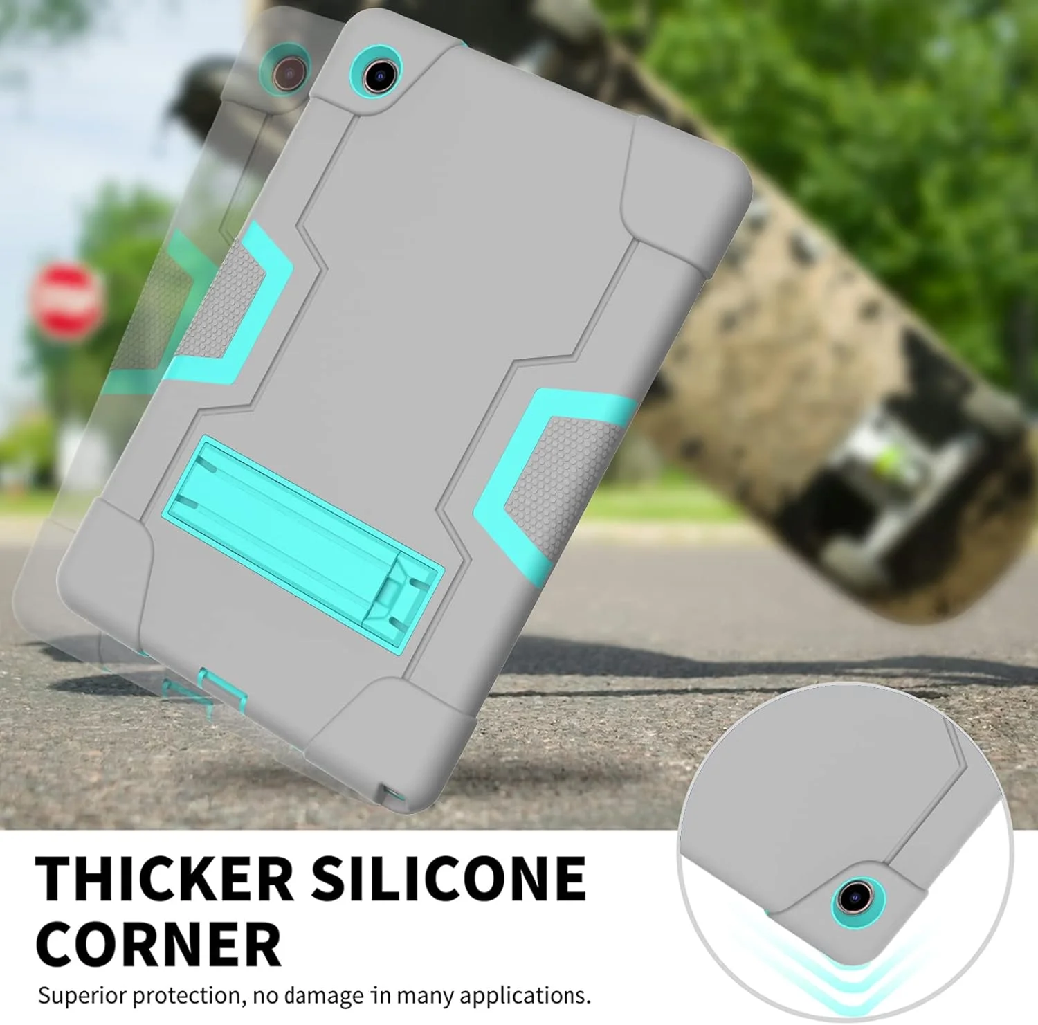 JUNJIU Galaxy Tab A8 10.5 Case, Samsung Galaxy Tab A8 Case with Kickstand, Hybrid Shockproof Rugged Cover for Samsung A8 Tablet Case 10.5 Inch (SM-X200/X205/X207),GREY+AQUA JUNJIU Galaxy Tab A8 10.5 Case, Samsung Galaxy Tab A8 Case with Kickstand, Hybrid Shockproof Rugged Cover for Samsung A8 Tablet Case 10.5 Inch (SM-X200/X205/X207),GREY+AQUA