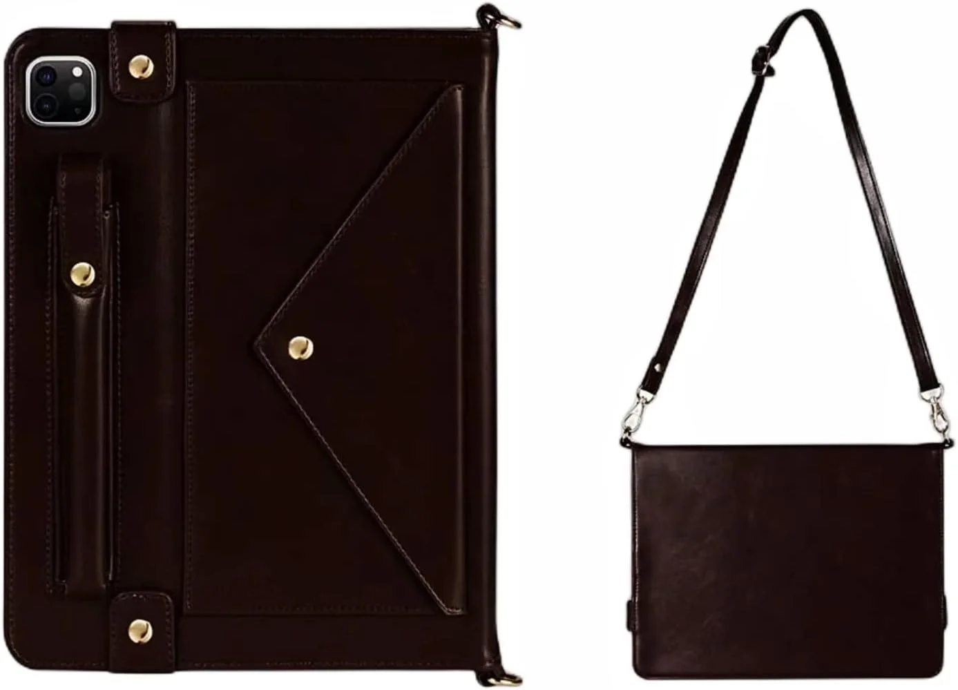 کیف تبلت چرمی پاکتی MEOORHE مناسب برای تبلت سامسونگ گلکسی S8 Ultra Plus دارای جای کارت و محافظ ضد ضربه (قهوه ای تیره، S8 Plus 12.4 X800)