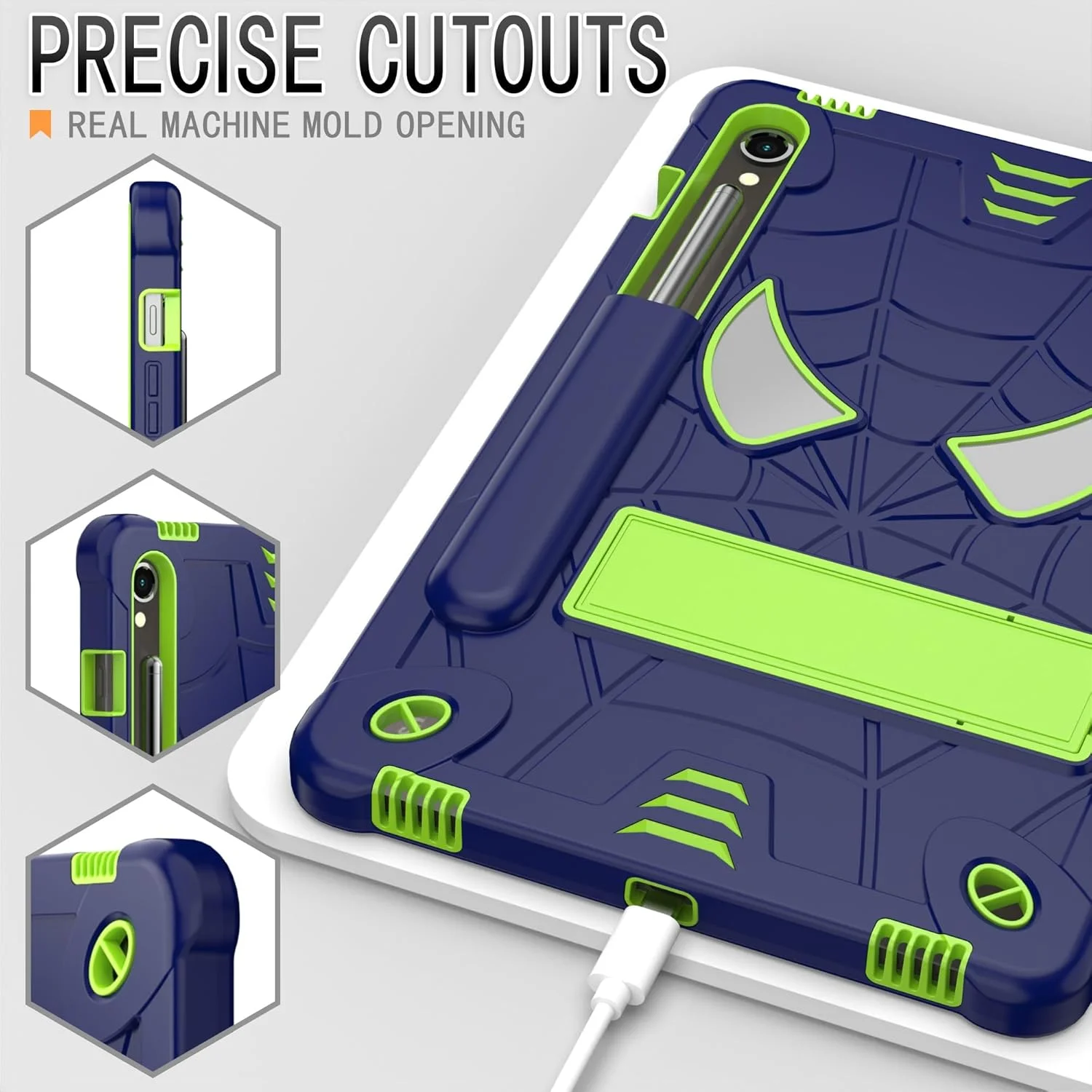 کیف محافظ تبلت PC، مناسب برای کودکان، سازگار با تبلت سامسونگ گلکسی تب S9 11 اینچ 2023 X710/X716B/X718U، کاور محافظ ضد ضربه و مقاوم با پایه داخلی + بند شانه