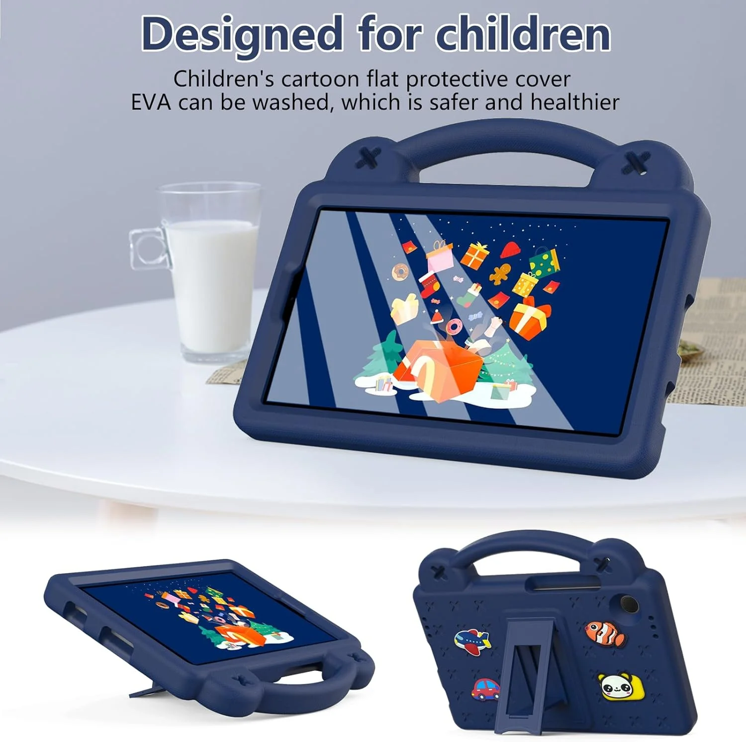 کیف تبلت کودکانه nincyee برای Samsung Galaxy Tab A9 8.7 اینچ 2023 X110/X115/X117، کاور مقاوم در برابر ضربه EVA با پایه تاشو، کیف کارتونی خرس کوچولو با بند شانه برای کودکان
