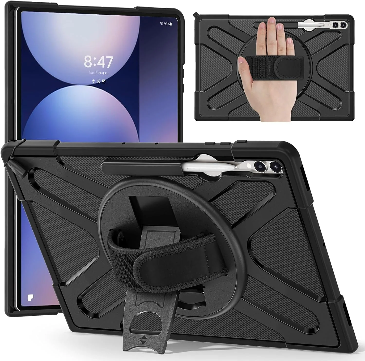 کاور تبلت سازگار با سامسونگ گلکسی تب S10 Ultra 14.6 اینچ 2024 مدل SM-X920 با پایه 360 درجه + جای قلم سازگار با کیبورد تایپ، ضد ضربه و محافظتی کاور تبلت سازگار با سامسونگ گلکسی تب S10 Ultra 14.6 اینچ 2024 مدل SM-X920 با پایه 360 درجه + جای قلم سازگار با کیبورد تایپ، ضد ضربه و محافظتی