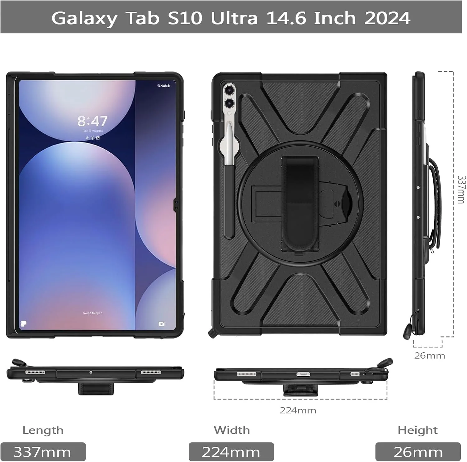 کاور تبلت سازگار با سامسونگ گلکسی تب S10 Ultra 14.6 اینچ 2024 مدل SM-X920 با پایه 360 درجه + جای قلم سازگار با کیبورد تایپ، ضد ضربه و محافظتی کاور تبلت سازگار با سامسونگ گلکسی تب S10 Ultra 14.6 اینچ 2024 مدل SM-X920 با پایه 360 درجه + جای قلم سازگار با کیبورد تایپ، ضد ضربه و محافظتی