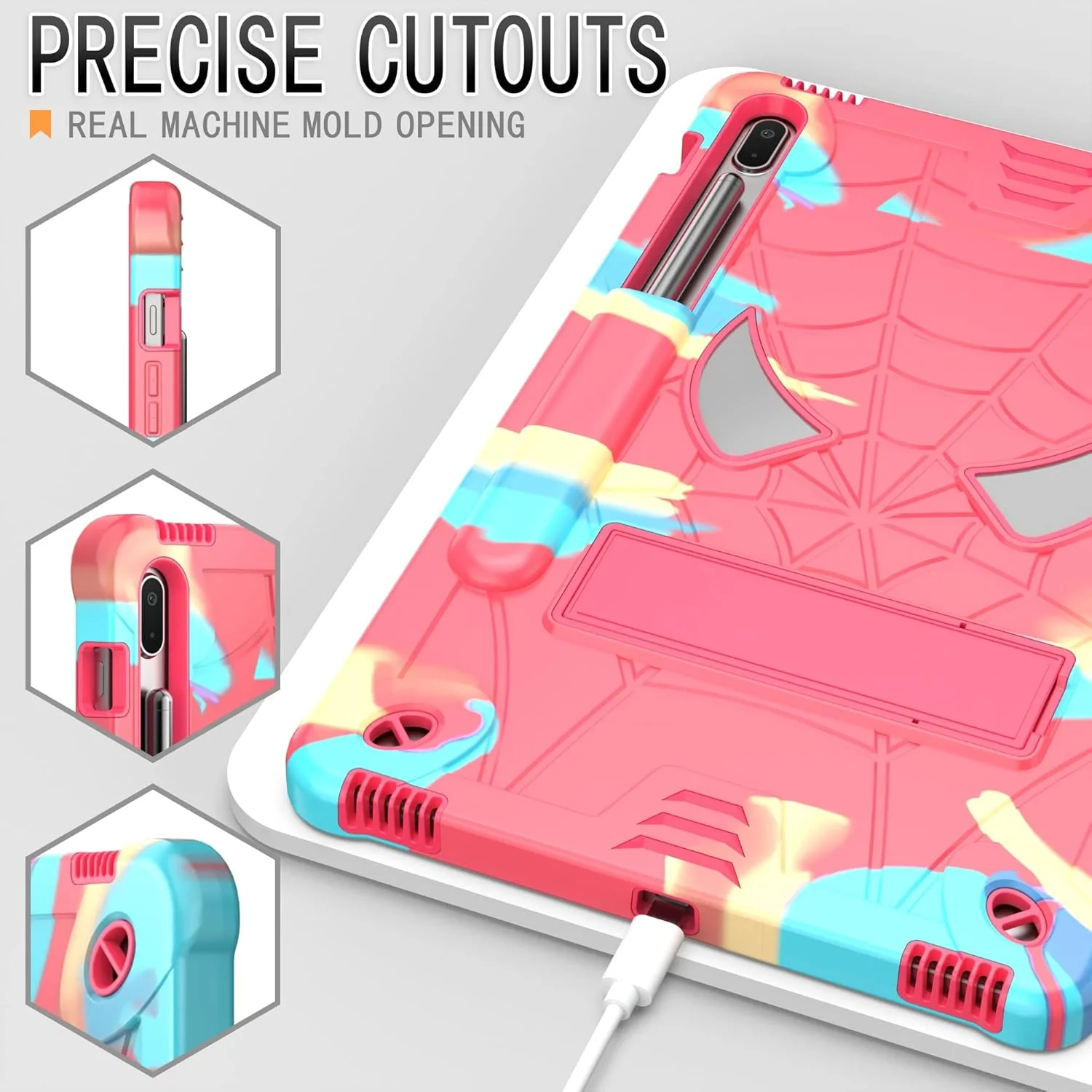 کیف تبلت کودکانه سازگار با تبلت سامسونگ گلکسی تب S7 FE 12.4 اینچ 2021 (SM-T730/ T736)، کاور محافظ ضد ضربه و مقاوم با پایه داخلی + بند شانه کیف تبلت کودکانه سازگار با تبلت سامسونگ گلکسی تب S7 FE 12.4 اینچ 2021 (SM-T730/ T736)، کاور محافظ ضد ضربه و مقاوم با پایه داخلی + بند شانه