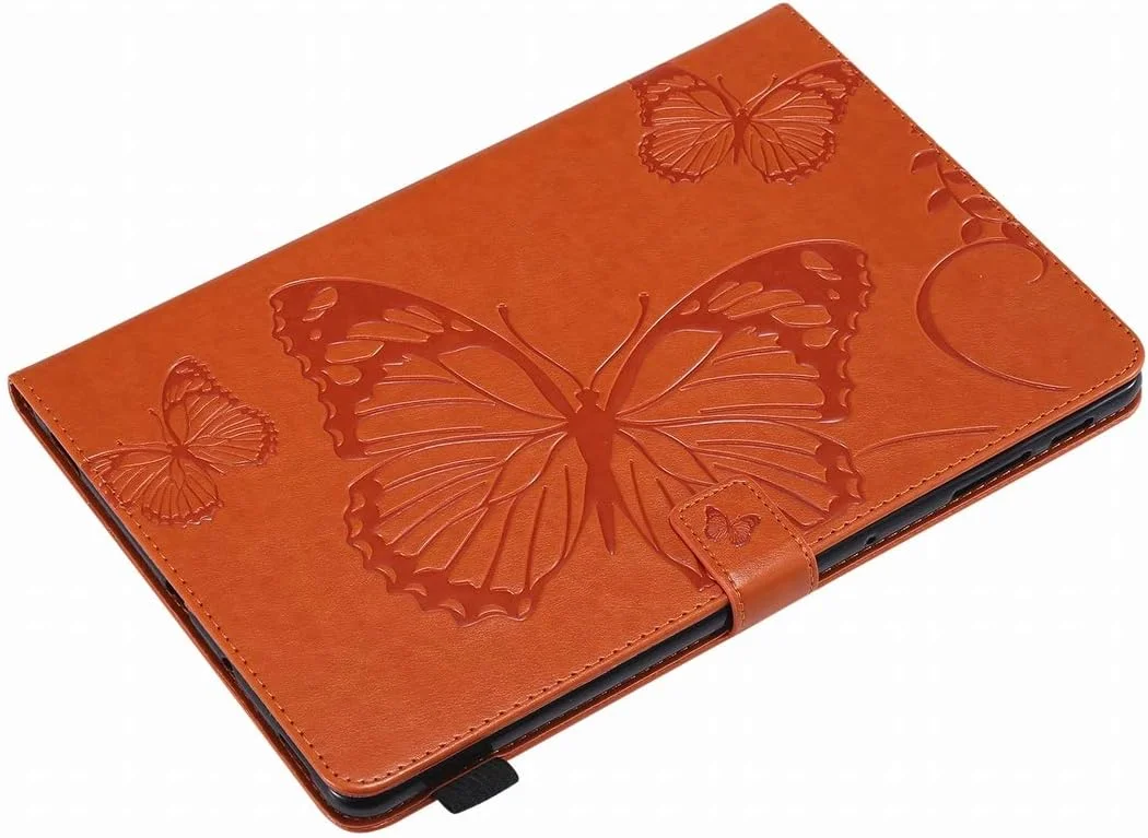 کیف تبلت Yiizy برای Samsung Galaxy Tab S4 T830 T835، کیف چرمی تاشو طرح پروانه، باریک و سبک، دارای استند، محافظ تاشو با جای کارت شناسایی و کارت اعتباری، جیب و بند مغناطیسی (نارنجی)