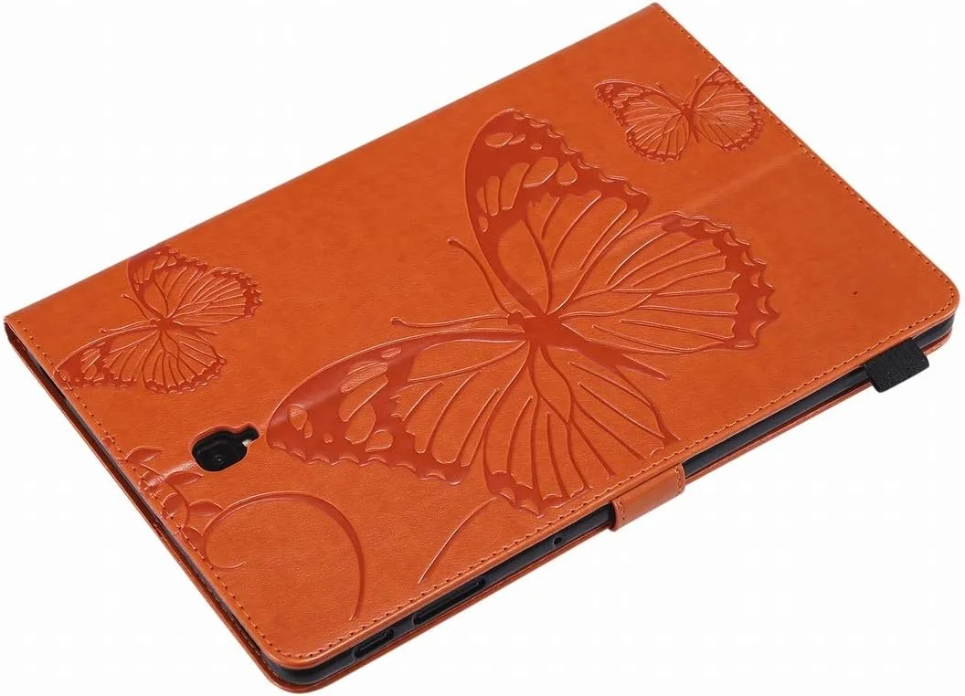 کیف تبلت Yiizy برای Samsung Galaxy Tab S4 T830 T835، کیف چرمی تاشو طرح پروانه، باریک و سبک، دارای استند، محافظ تاشو با جای کارت شناسایی و کارت اعتباری، جیب و بند مغناطیسی (نارنجی)