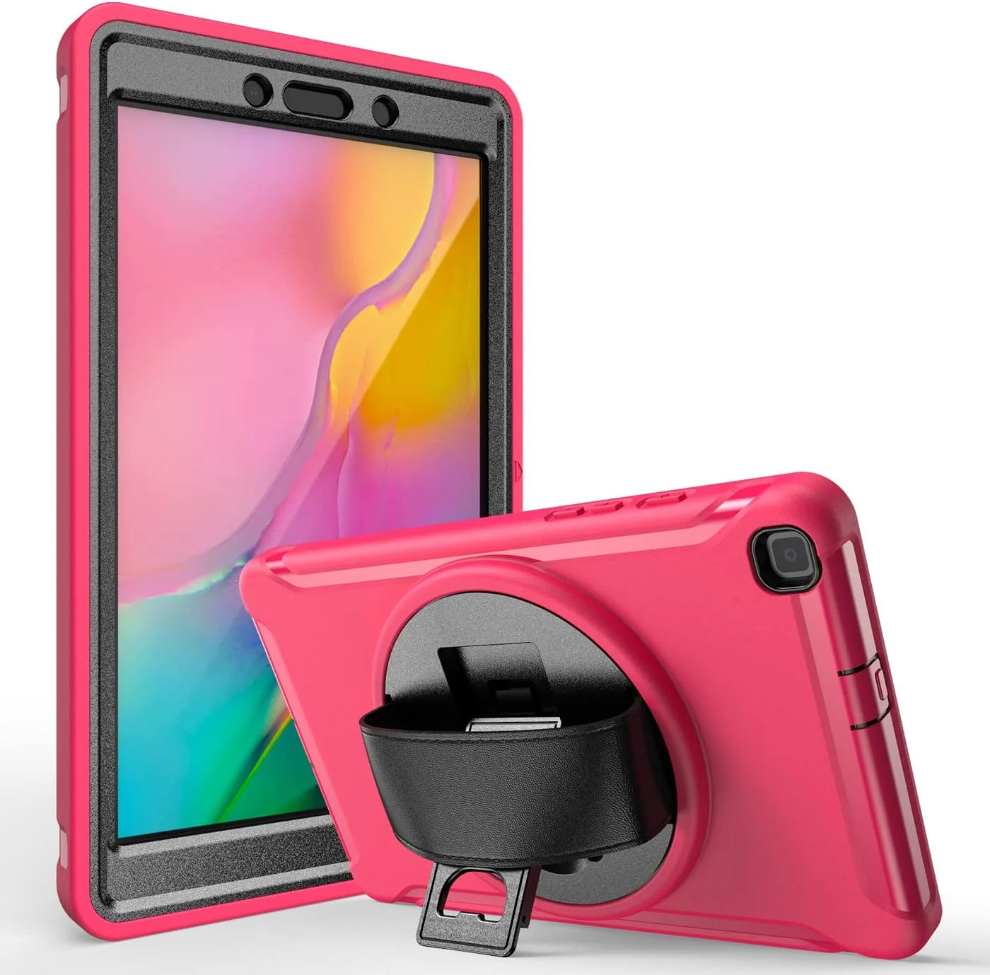 کیف تبلت زومون برای سامسونگ گلکسی تب A 8.0 (2019) [SM-T290 / SM-T295]، محافظ هیبریدی ضد ضربه، پایه چرخان 360 درجه، بند دستی