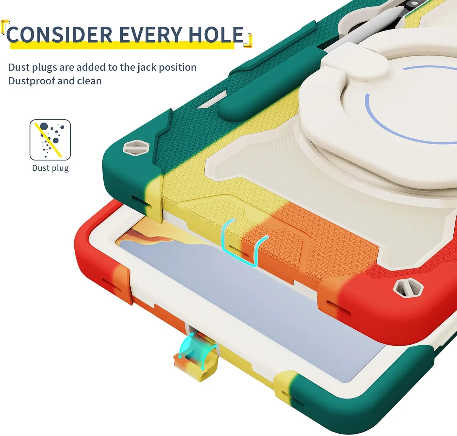 کیف سیلیکونی تبلت Nincyee برای Samsung Galaxy Tab S9، کیف ضد ضربه با نگهدارنده مداد، بند شانه، حلقه بزرگ چرخان آویز پایه برای کودکان